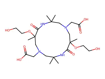 2-[8-(carboxymethyl)-6,13-bis(2-hydroxyethoxy)-3,3,6,10,10,13-hexamethyl-5,12-dioxo-1,4,8,11-tetrazacyclotetradec-1-yl]acetic acid structure