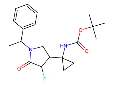 Tert-butyl N-[1-[4-fluoro-5-oxo-1-(1-phenylethyl)pyrrolidin-3-yl]cyclopropyl]carbamate structure