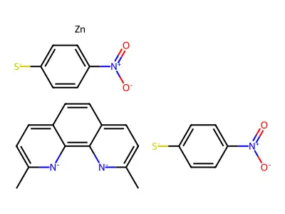 2,9-Dimethyl-1,10-phenanthroline-1,10-diide;bis(4-nitrobenzenethiolate);ZINC structure