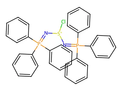 2-Chloro-1,3-bis(triphenyl-lambda~5~-phosphanylidene)diazathian-2-ium structure