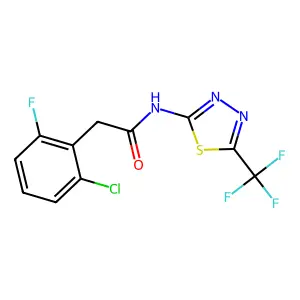 2-(2-chloro-6-fluorophenyl)-N-[5-(trifluoromethyl)-1,3,4-thiadiazol-2-yl]acetamide structure