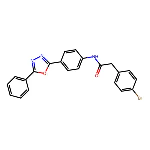 2-(4-bromophenyl)-N-[4-(5-phenyl-1,3,4-oxadiazol-2-yl)phenyl]acetamide structure