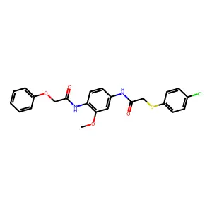 2-[(4-chlorophenyl)thio]-N-{3-methoxy-4-[(phenoxyacetyl)amino]phenyl}acetamide structure