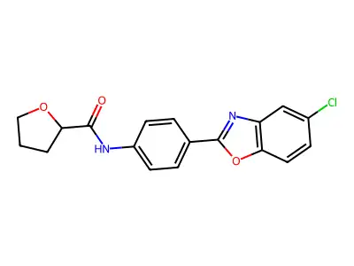 N-[4-(5-chloro-1,3-benzoxazol-2-yl)phenyl]-2-oxolanecarboxamide structure