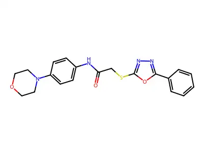 N-(4-morpholin-4-ylphenyl)-2-[(5-phenyl-1,3,4-oxadiazol-2-yl)sulfanyl]acetamide structure