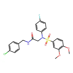 N-(4-chlorobenzyl)-2-{[(3,4-dimethoxyphenyl)sulfonyl]-4-fluoroanilino}acetamide structure