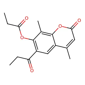4,8-dimethyl-2-oxo-6-propionyl-2H-chromen-7-yl propionate structure