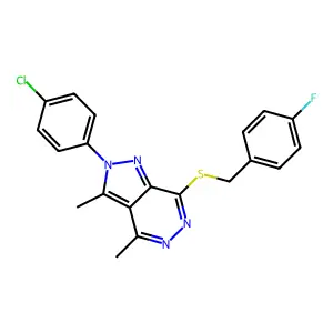 2-(4-chlorophenyl)-3,4-dimethyl-2H-pyrazolo[3,4-d]pyridazin-7-yl 4-fluorobenzyl sulfide structure