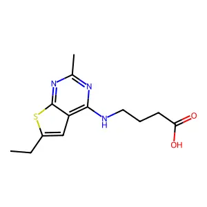 4-((6-Ethyl-2-methylthieno[2,3-d]pyrimidin-4-yl)amino)butanoic acid structure