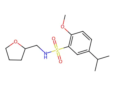 5-isopropyl-2-methoxy-N-(tetrahydro-2-furanylmethyl)benzenesulfonamide structure