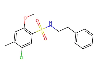 5-chloro-2-methoxy-4-methyl-N-(2-phenylethyl)benzenesulfonamide structure