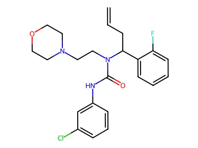 3-(3-chlorophenyl)-1-[1-(2-fluorophenyl)but-3-enyl]-1-(2-morpholin-4-ylethyl)urea structure