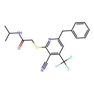 2-{[6-benzyl-3-cyano-4-(trifluoromethyl)-2-pyridinyl]sulfanyl}-N-isopropylacetamide structure