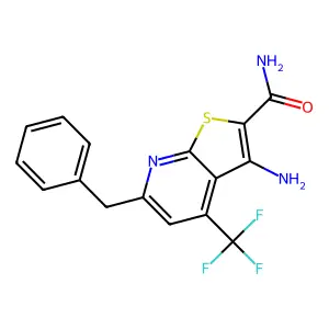3-Amino-6-benzyl-4-(trifluoromethyl)thieno[2,3-b]pyridine-2-carboxamide structure