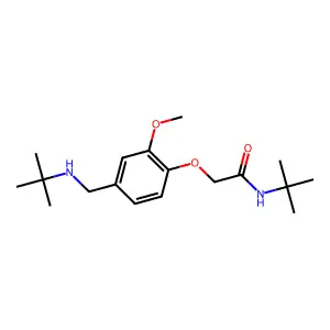 N-tert-butyl-2-{4-[(tert-butylamino)methyl]-2-methoxyphenoxy}acetamide structure