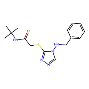 2-{[4-(benzylamino)-4H-1,2,4-triazol-3-yl]sulfanyl}-N-(tert-butyl)acetamide structure