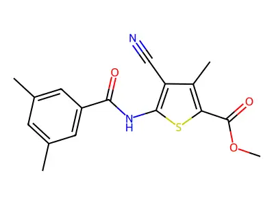Methyl 4-cyano-5-[(3,5-dimethylbenzoyl)amino]-3-methyl-2-thiophenecarboxylate structure