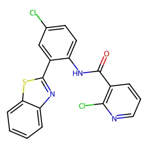 N-[2-(1,3-benzothiazol-2-yl)-4-chlorophenyl]-2-chloropyridine-3-carboxamide structure