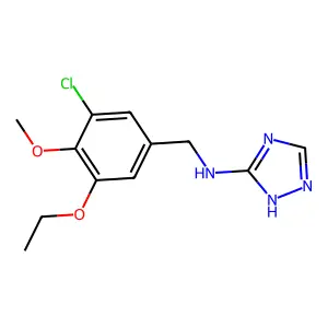 N-[(3-chloro-5-ethoxy-4-methoxyphenyl)methyl]-1H-1,2,4-triazol-5-amine structure