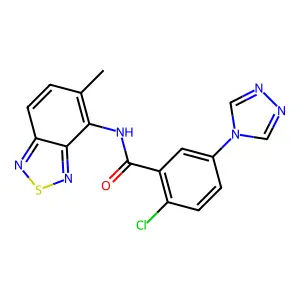 2-chloro-N-(5-methyl-2,1,3-benzothiadiazol-4-yl)-5-(4H-1,2,4-triazol-4-yl)benzamide structure
