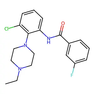 N-[3-chloro-2-(4-ethylpiperazin-1-yl)phenyl]-3-fluorobenzamide structure