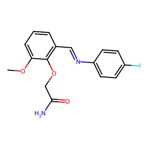 2-(2-{[(4-Fluorophenyl)imino]methyl}-6-methoxyphenoxy)acetamide structure