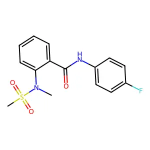 N-(4-fluorophenyl)-2-[methyl(methylsulfonyl)amino]benzamide structure