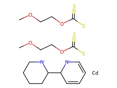 IUPAC: Cadmium; 2-methoxyethoxymethanedithioate; 6-(3,4,5,6-tetrahydro-2H-pyridin-2-yl)-6H-pyridine structure