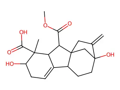2,7-Dihydroxy-10-(methoxycarbonyl)-1-methyl-8-methylidenegibb-4-ene-1-carboxylic acid structure