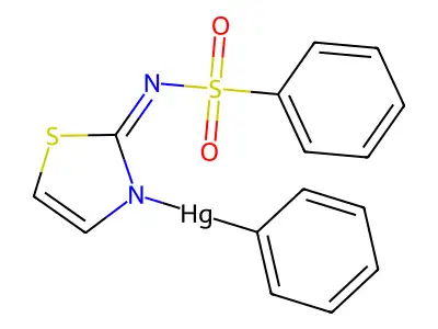 [2-(Benzenesulfonylimino)-1,3-thiazol-3-yl]-phenylmercury structure