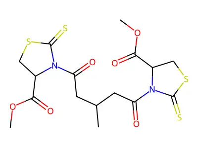 Dimethyl 3,3'-(3-methyl-1,5-dioxopentane-1,5-diyl)bis(2-sulfanylidene-1,3-thiazolidine-4-carboxylate) structure