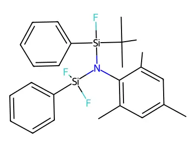 N-(tert-butyl-fluoro-phenylsilyl)-N-[difluoro(phenyl)silyl]-2,4,6-trimethylaniline structure