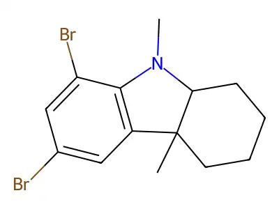 6,8-dibromo-4a,9-dimethyl-2,3,4,9a-tetrahydro-1H-carbazole structure