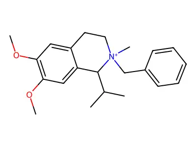 2-benzyl-6,7-dimethoxy-2-methyl-1-propan-2-yl-3,4-dihydro-1H-isoquinolin-2-ium structure
