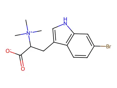 3-(6-bromo-1H-indol-3-yl)-2-(trimethylazaniumyl)propanoate structure