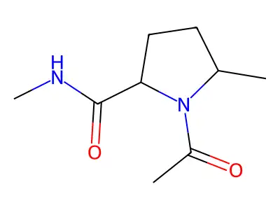 1-Acetyl-N,5-dimethylprolinamide structure