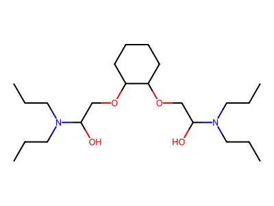 2,2'-[Cyclohexane-1,2-diylbis(oxy)]bis[1-(dipropylamino)ethan-1-ol] structure
