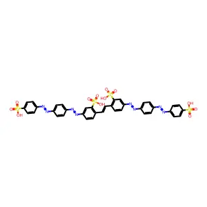 2,2'-(1,2-Ethenediyl)bis(5-((4-((4-sulfophenyl)diazenyl)phenyl)diazenyl)benzenesulfonic acid) structure