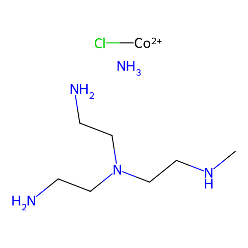 IUPAC: Azane; N,N-bis(2-aminoethyl)-N'-methyl-ethane-1,2-diamine; Chlorocobalt structure