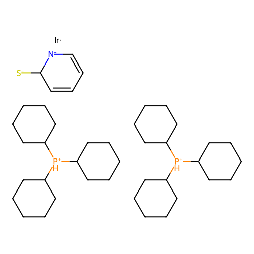 iridium;2H-pyridin-1-ide-2-thiolate;bis(tricyclohexylphosphanium) structure