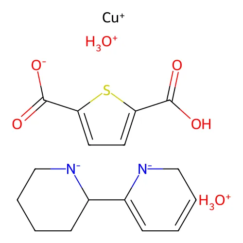 二氧化鎓;5-羧基噻吩-2-羧酸酯;铜(1+);6-哌啶-1-化物-2-基-2H-吡啶-1-化物 structure