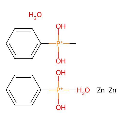 Bis(dihydroxy-methyl-phenylphosphanium);ZINC;dihydrate structure