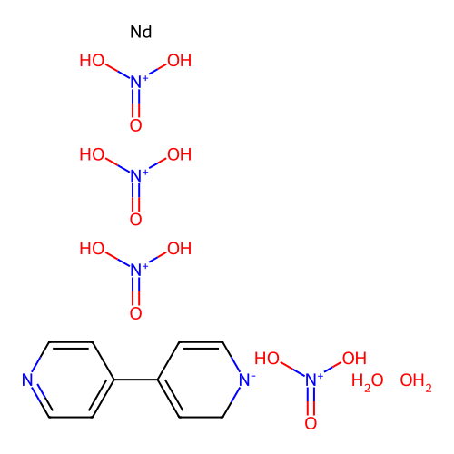 IUPAC: Dihydroxy-oxo-azanium; Neodymium; 4-(6H-pyridin-4-yl)pyridine; Dihydrate structure