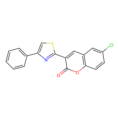 6-chloro-3-(4-phenyl-1,3-thiazol-2-yl)-2H-chromen-2-one structure
