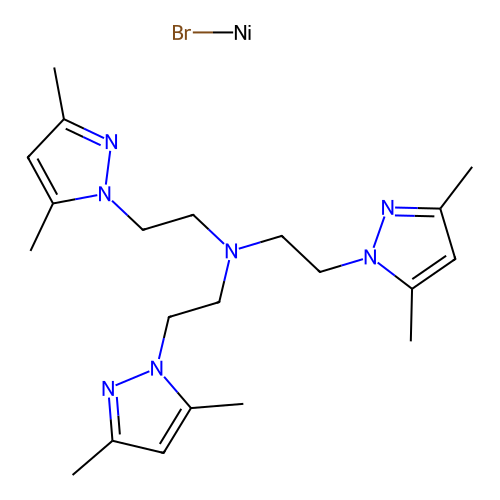 Bromonickel; 2-(3,5-dimethylpyrazol-1-yl)-N,N-bis[2-(3,5-dimethylpyrazol-1-yl)ethyl]ethanamine structure