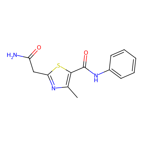 2-(2-amino-2-oxoethyl)-4-methyl-N-phenyl-1,3-thiazole-5-carboxamide structure