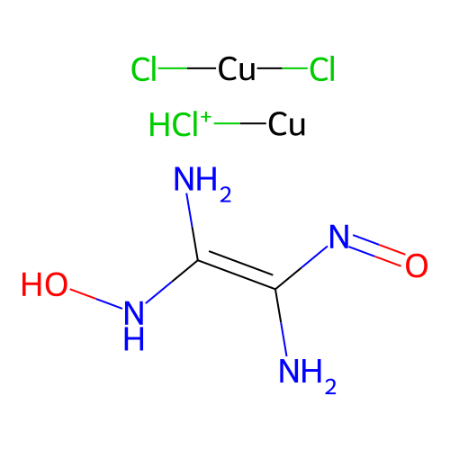 chloroniocopper;N-[(E)-1,2-diamino-2-nitrosoethenyl]hydroxylamine;dichlorocopper structure
