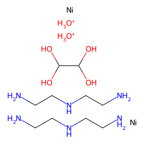 IUPAC: Dioxidanium; N-(2-aminoethyl)ethane-1,2-diamine; Ethane-1,1,2,2-tetrol; Nickel structure