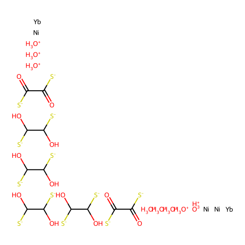 IUPAC: Octaoxidanium; 1,2-dihydroxyethane-1,2-dithiolate; Ethanebis(thioate); Nickel; Ytterbium structure