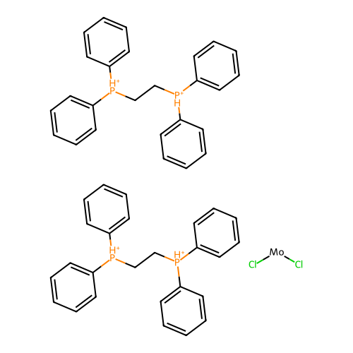 Dichloromolybdenum;bis(2-diphenylphosphaniumylethyl(diphenyl)phosphanium) structure